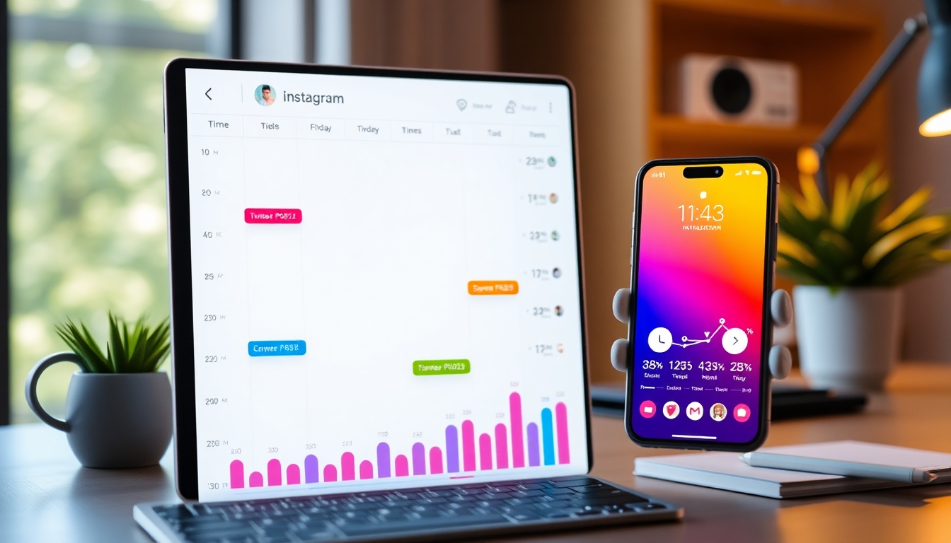 Instagram投稿時間を分析するAIダッシュボードの実写風景